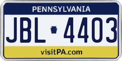 PA license plate JBL4403