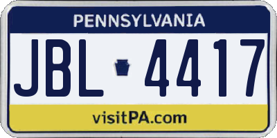 PA license plate JBL4417