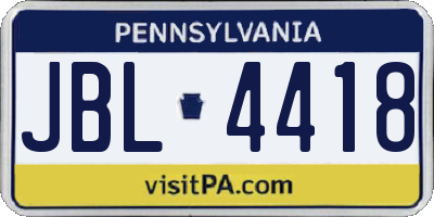 PA license plate JBL4418