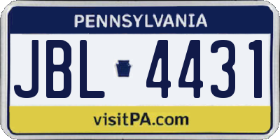 PA license plate JBL4431