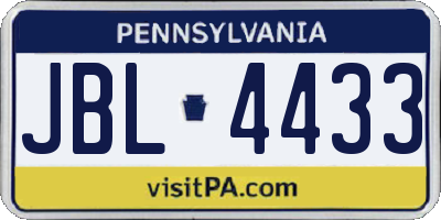 PA license plate JBL4433