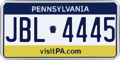 PA license plate JBL4445