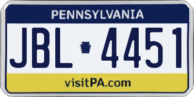 PA license plate JBL4451