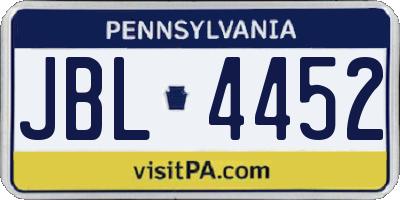 PA license plate JBL4452