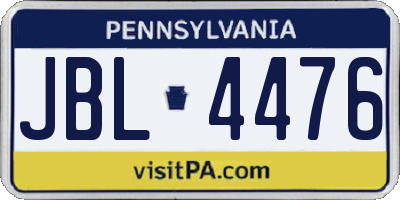 PA license plate JBL4476