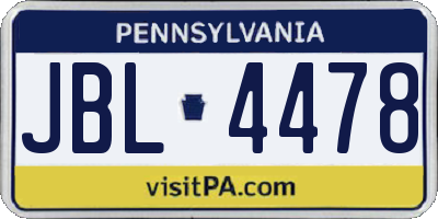 PA license plate JBL4478