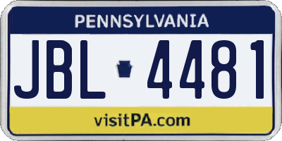 PA license plate JBL4481