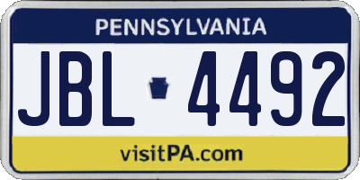 PA license plate JBL4492