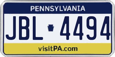 PA license plate JBL4494