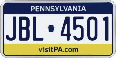 PA license plate JBL4501