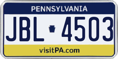 PA license plate JBL4503