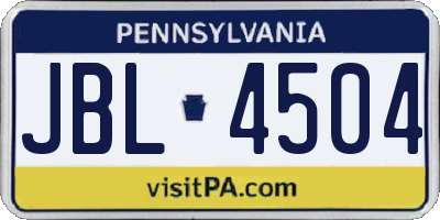 PA license plate JBL4504