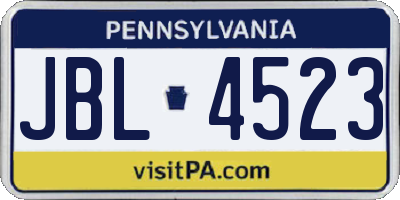 PA license plate JBL4523