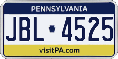 PA license plate JBL4525