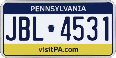 PA license plate JBL4531