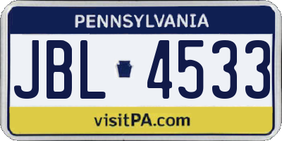 PA license plate JBL4533