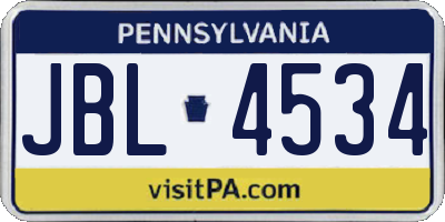 PA license plate JBL4534