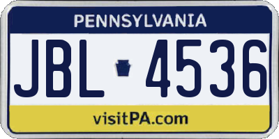 PA license plate JBL4536