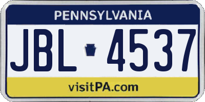 PA license plate JBL4537