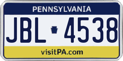 PA license plate JBL4538