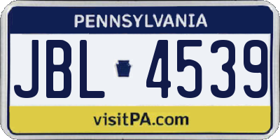 PA license plate JBL4539