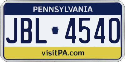 PA license plate JBL4540