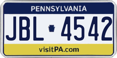 PA license plate JBL4542