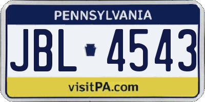 PA license plate JBL4543