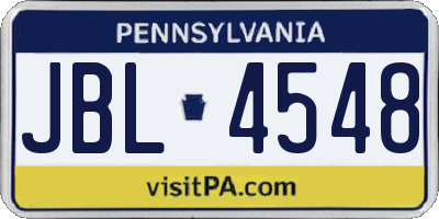 PA license plate JBL4548