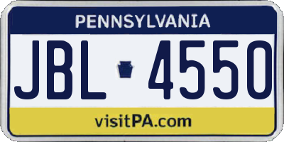 PA license plate JBL4550