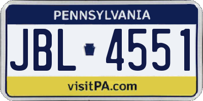 PA license plate JBL4551