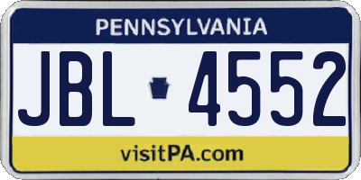 PA license plate JBL4552