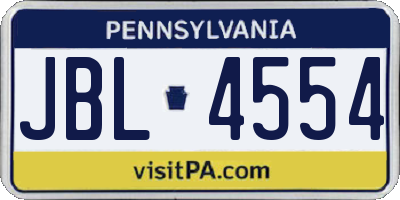 PA license plate JBL4554