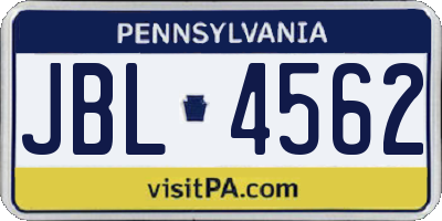 PA license plate JBL4562