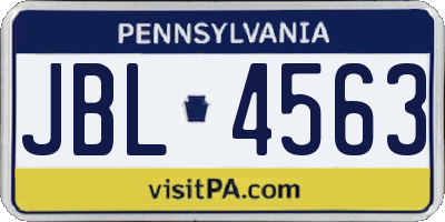 PA license plate JBL4563