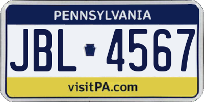 PA license plate JBL4567