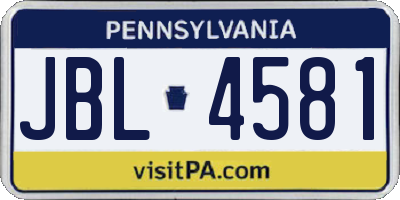 PA license plate JBL4581