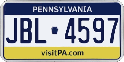 PA license plate JBL4597