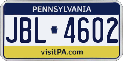 PA license plate JBL4602