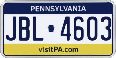 PA license plate JBL4603