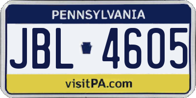 PA license plate JBL4605