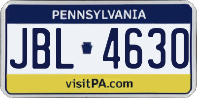 PA license plate JBL4630