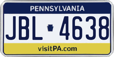 PA license plate JBL4638