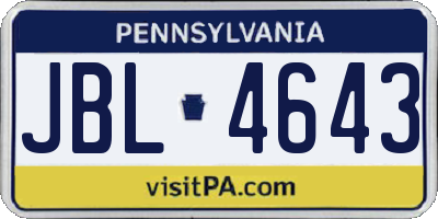 PA license plate JBL4643