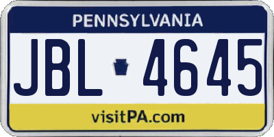 PA license plate JBL4645