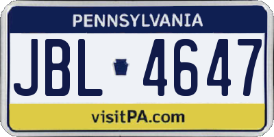 PA license plate JBL4647