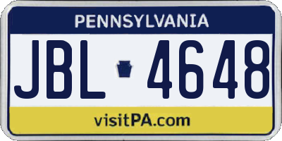 PA license plate JBL4648