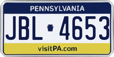 PA license plate JBL4653