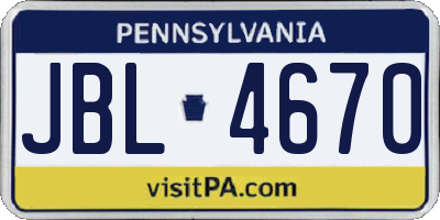 PA license plate JBL4670