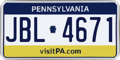 PA license plate JBL4671